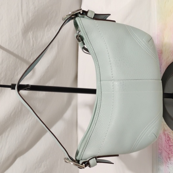 Authentic Coach Y2K Small Blue Pebbled Leather Shoulder Bag - Picture 3 of 16